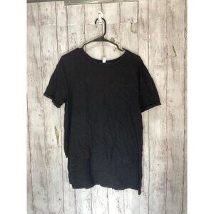 Guru Active Women's Short-Sleeve Tunic with High Low Hem Black Shirt Size Medium